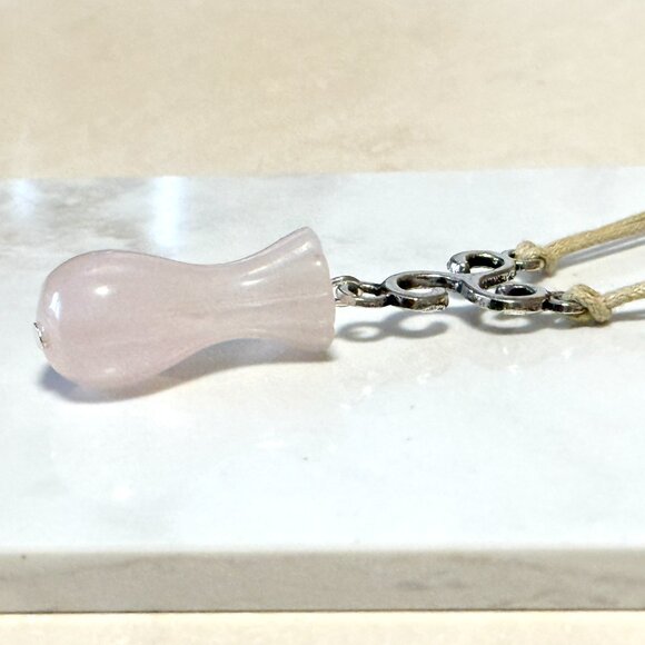 2/$20, Natural Rose Quartz Flower Bud Necklace, Genuine Gemstone Cord Necklace - Picture 7 of 12